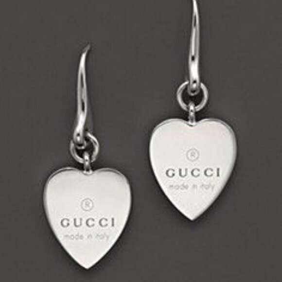 NEW, Gucci Sterling Silver Trademark Heart Dangle Earrings - Picture 15 of 16